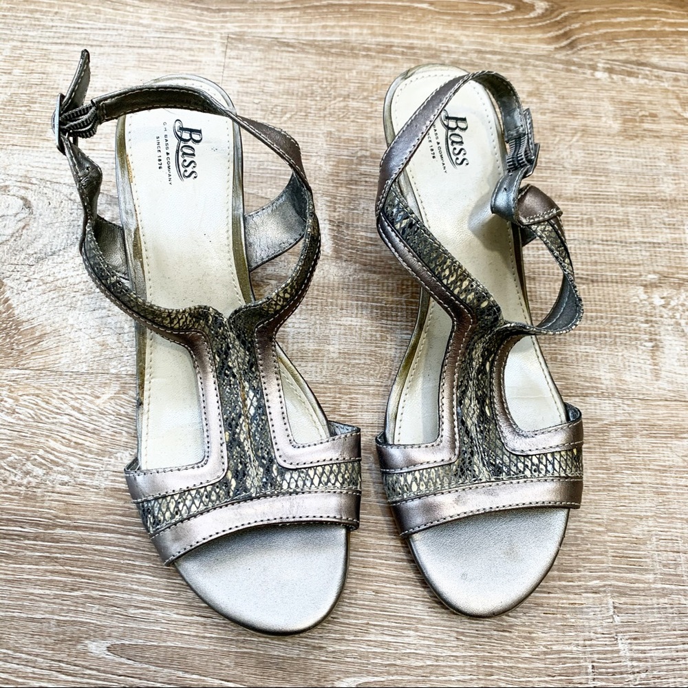 Bass Metallic and Textured Wedge Sandal.
